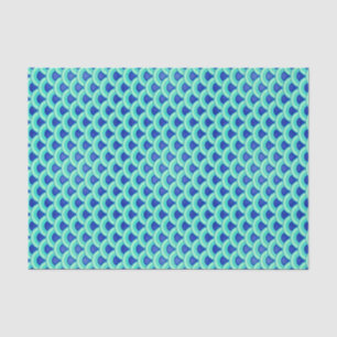 Papel De Seda Modelo de onda del art déco - turquesa y cobalto
