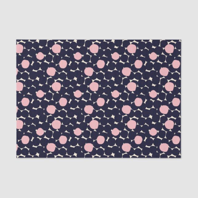 Papel De Seda Modelo de punto grande azul y rosado (Anverso)