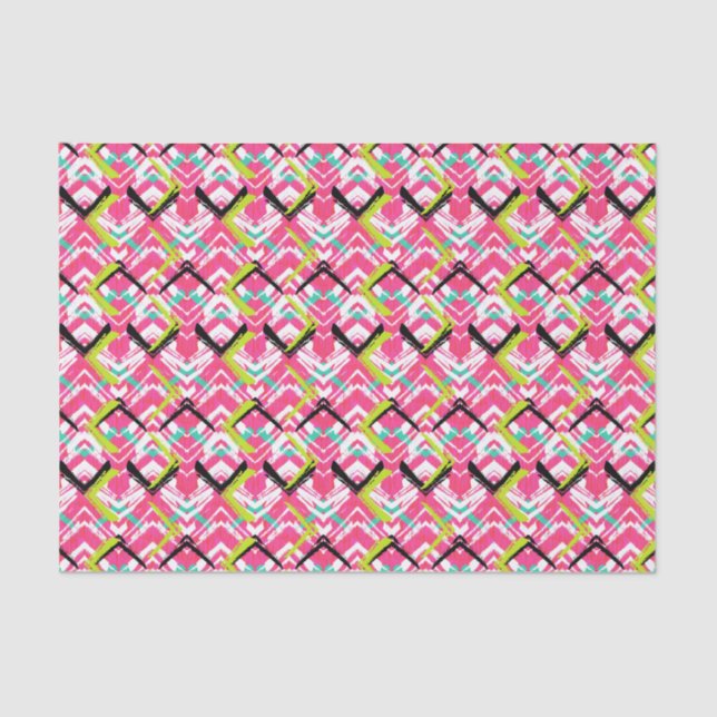 Papel De Seda Modelo de zigzag rosado dibujado mano (Anverso)