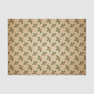 Papel De Seda Modelo del acebo del navidad del vintage