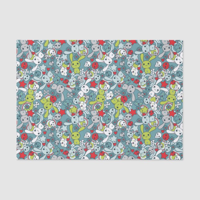 Papel De Seda modelo del azul del kawaii (Anverso)