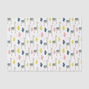 Papel De Seda Modelo del cactus y de las llamas