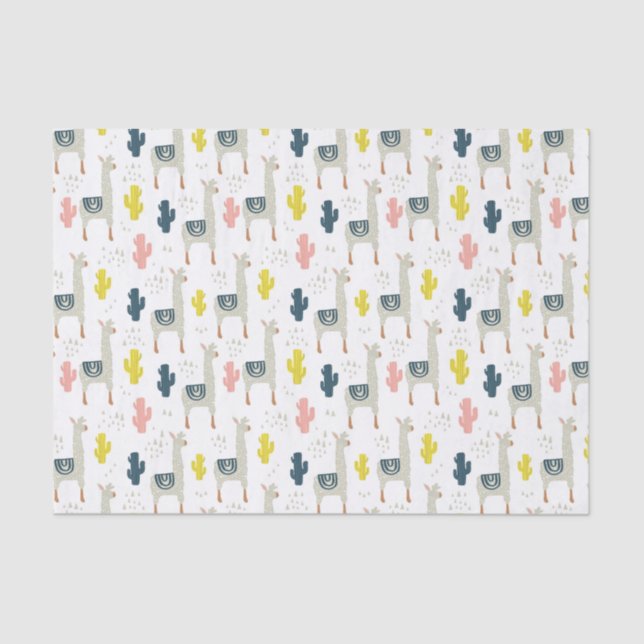 Papel De Seda Modelo del cactus y de las llamas (Anverso)
