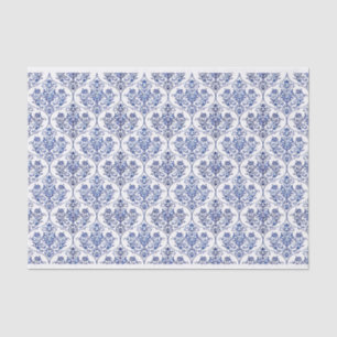 Papel De Seda Modelo del damasco del Flourish - azul