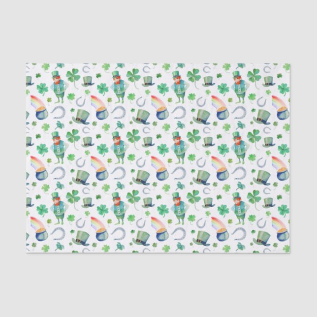 Papel De Seda Modelo del día de St Patrick de la acuarela (Anverso)