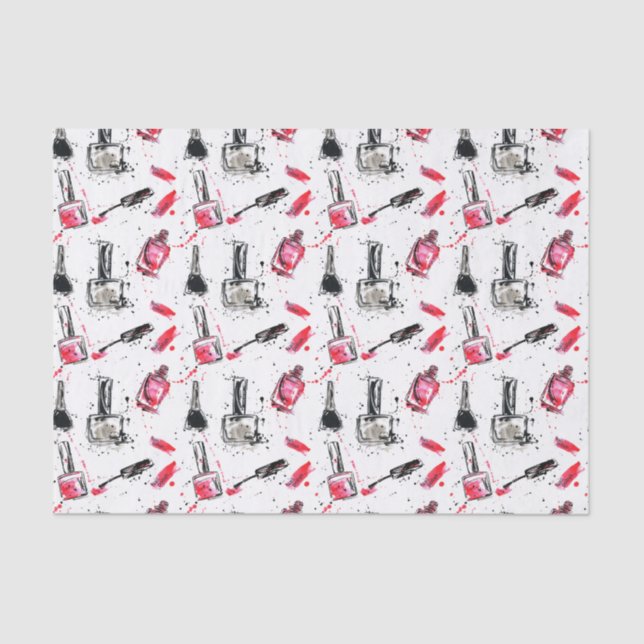 Papel De Seda Modelo del esmalte de uñas de la acuarela (Anverso)