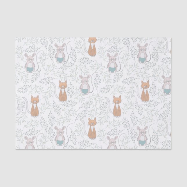 Papel De Seda Modelo del gato y del ratón (Anverso)