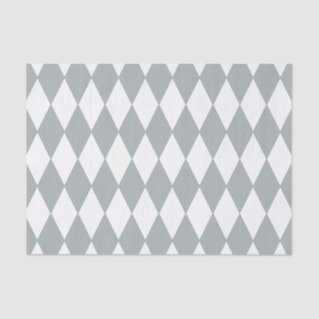 Papel De Seda Modelo del Harlequin del blanco gris (Anverso)