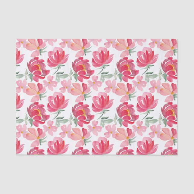 Papel De Seda Modelo del Peony de la acuarela (Anverso)
