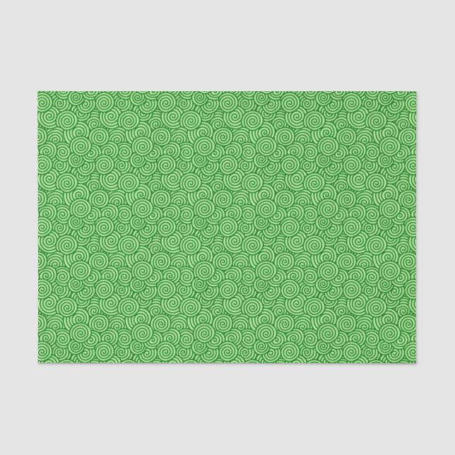 Papel De Seda Modelo del remolino del japonés - pino y verde (Anverso)