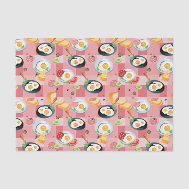 Papel De Seda Modelo del tomate y de los huevos fritos (Anverso)
