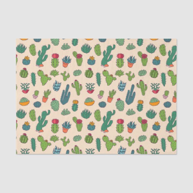 Papel De Seda Modelo derecho del cactus lindo (Anverso)