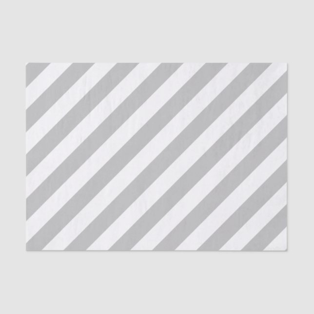 Papel De Seda Modelo diagonal gris y blanco de las rayas (Anverso)