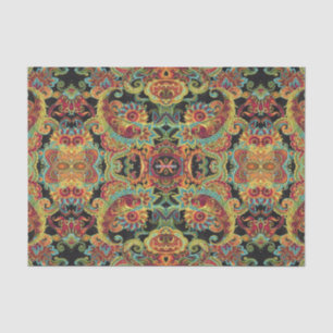 Papel De Seda Modelo dibujado artístico colorido de Paisley