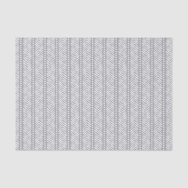 Papel De Seda Modelo dibujado mano gris de Chevron (Anverso)