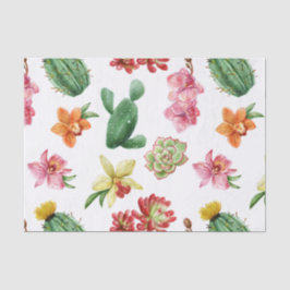 Papel De Seda Modelo dibujado mano suculenta linda de la