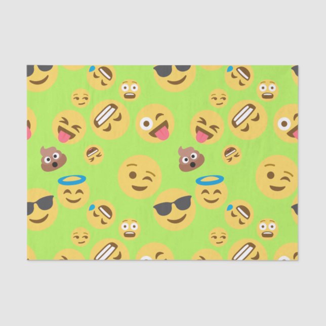 Papel De Seda Modelo divertido de la emoji (verde) (Anverso)
