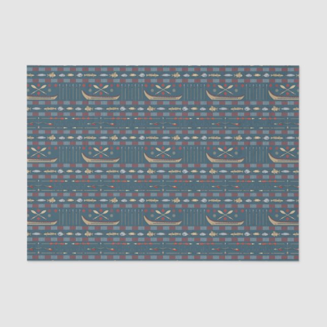 Papel De Seda Modelo étnico de la pesca (Anverso)