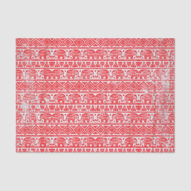 Papel De Seda Modelo étnico del elefante de Boho (Anverso)