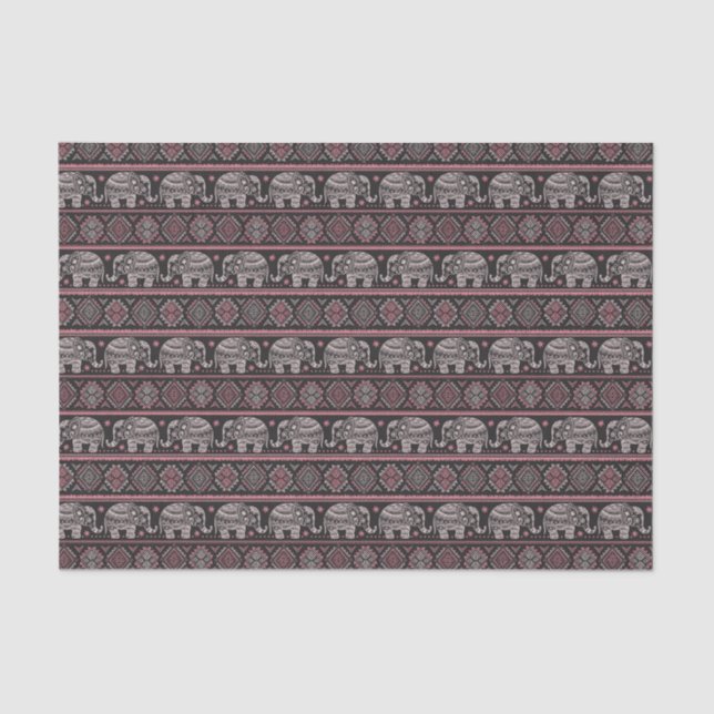 Papel De Seda Modelo étnico negro del elefante (Anverso)