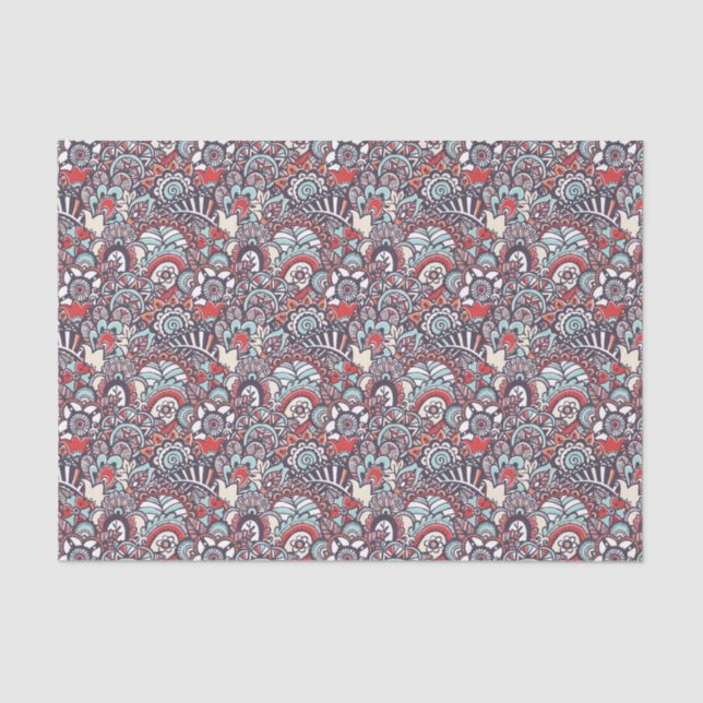 Papel De Seda Modelo floral del Doodle de Paisley (Anverso)