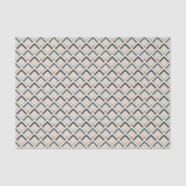 Papel De Seda Modelo geométrico verde azulado (Anverso)