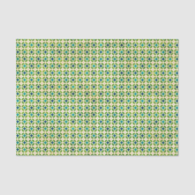 Papel De Seda Modelo geométrico verde y azul (Anverso)