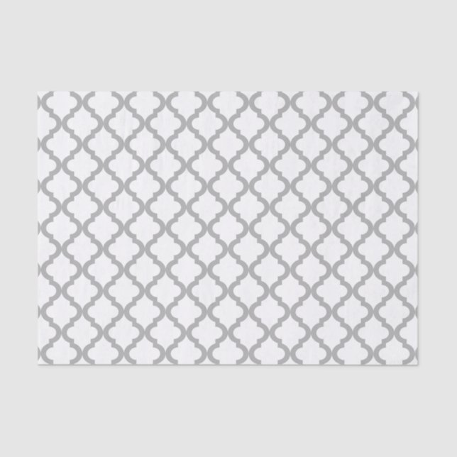 Papel De Seda Modelo gris y blanco de Quatrefoil del marroquí (Anverso)