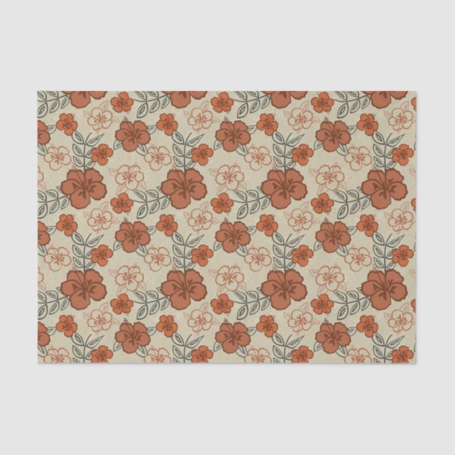 Papel De Seda Modelo hawaiano del hibisco de Brown (Anverso)