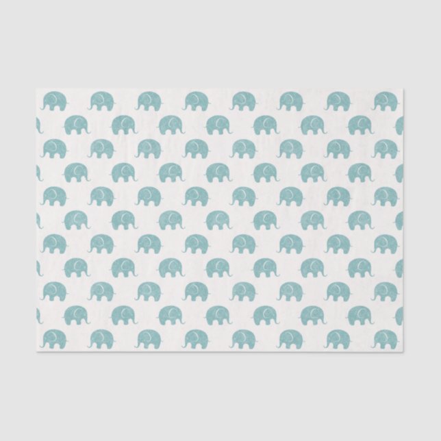 Papel De Seda Modelo lindo verde azulado del elefante (Anverso)