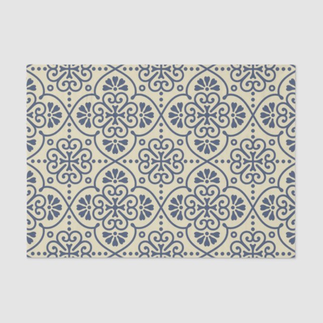 Papel De Seda Modelo ornamental floral geométrico retro (Anverso)