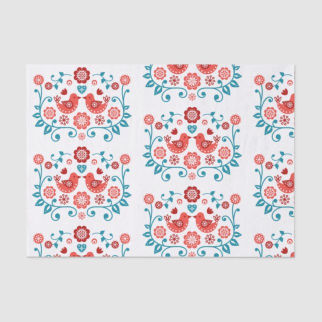 Papel De Seda modelo popular escandinavo rojo y azul (Anverso)