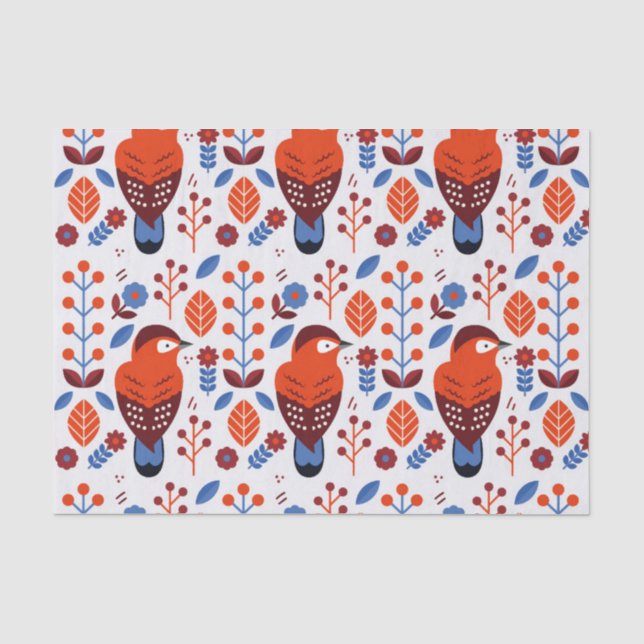Papel De Seda modelo popular escandinavo rojo y azul (Anverso)