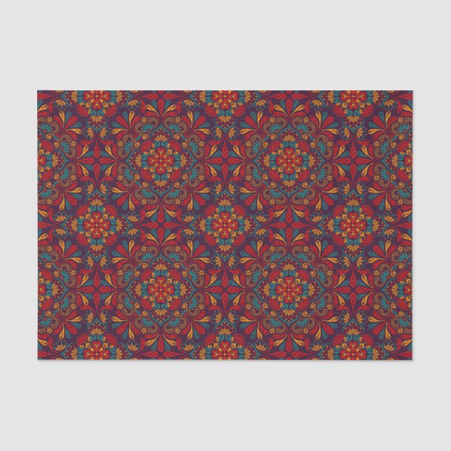 Papel De Seda Modelo púrpura azul rojo del caleidoscopio (Anverso)