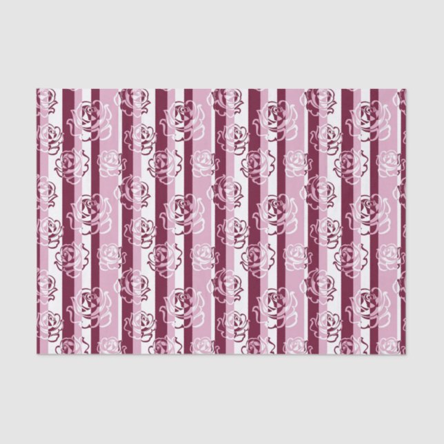 Papel De Seda Modelo rayado con los rosas (Anverso)