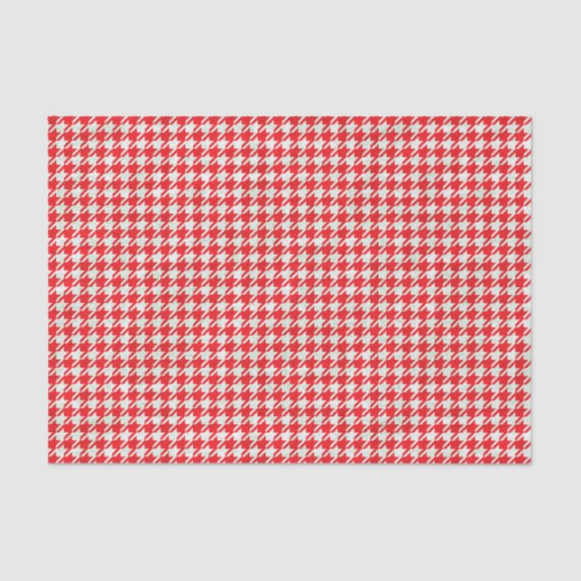Papel De Seda Modelo rojo y blanco de Houndstooth (Anverso)
