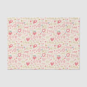 Papel De Seda Modelo romántico con los corazones y los labios