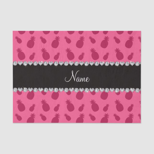 Papel De Seda Modelo rosado conocido personalizado de la piña (Anverso)