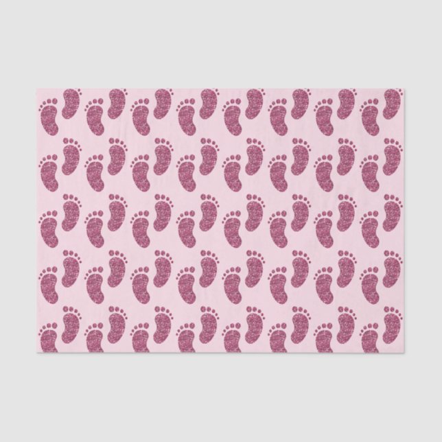 Papel De Seda Modelo rosado de la impresión del pie de la niña (Anverso)