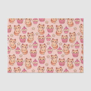 Papel De Seda Modelo rosado lindo de los gatos y de las