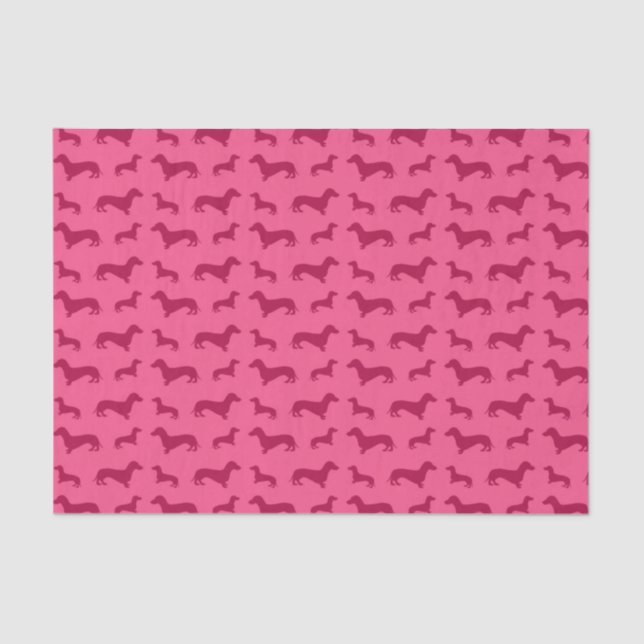 Papel De Seda Modelo rosado lindo del dachshund (Anverso)