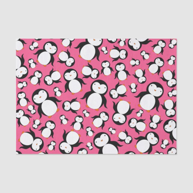 Papel De Seda Modelo rosado lindo del pingüino (Anverso)