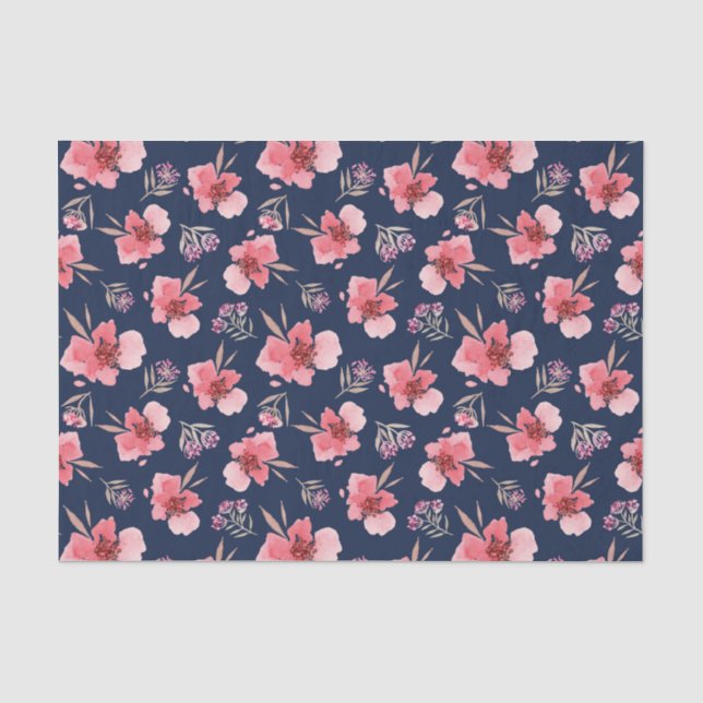 Papel De Seda Modelo rosado oscuro de la acuarela (Anverso)