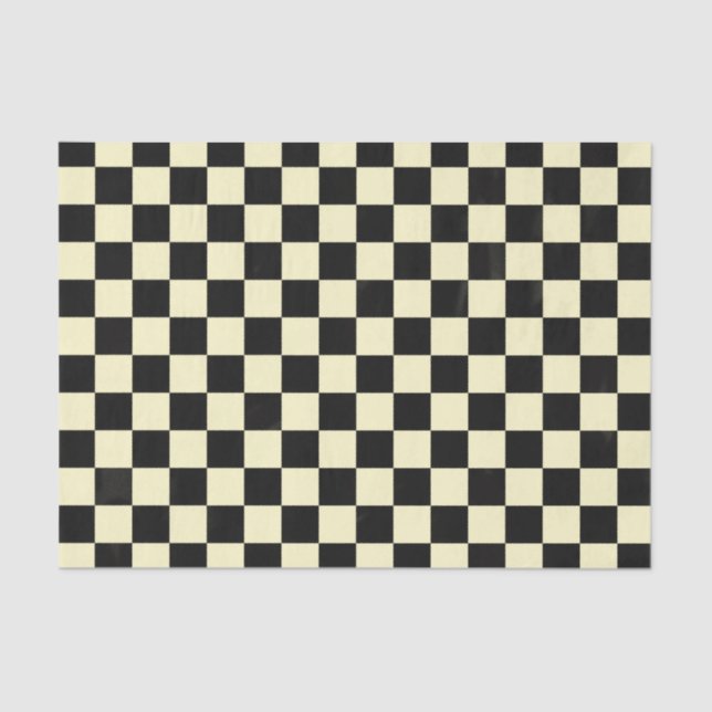 Papel De Seda Modelo simple de Deco del control a cuadros negro (Anverso)