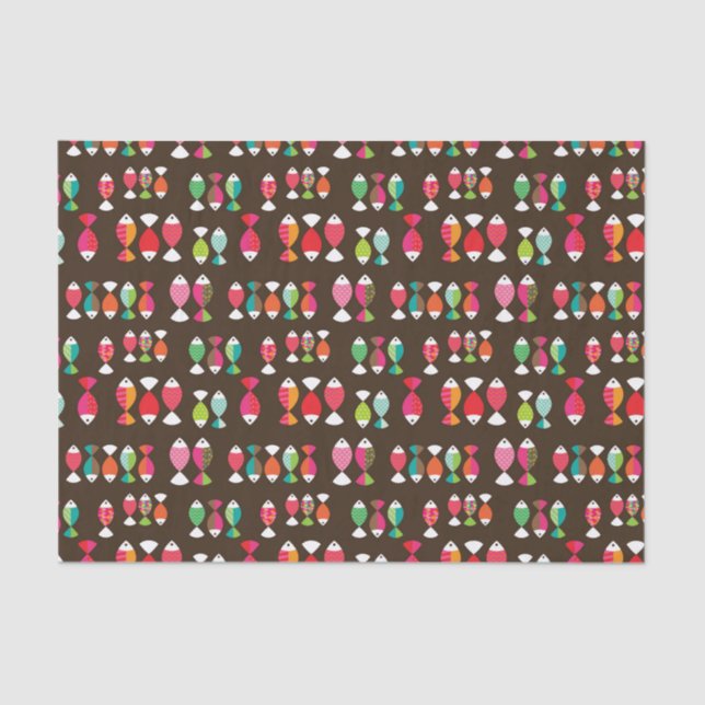 Papel De Seda Modelo subacuático 2 de los pescados retros (Anverso)