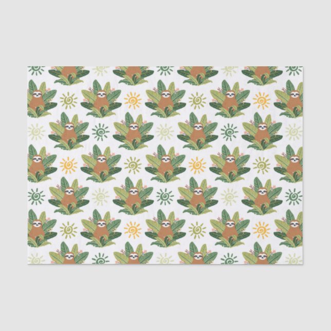 Papel De Seda Modelo tropical de la pereza (Anverso)