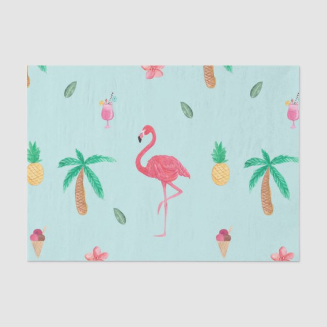Papel De Seda Modelo tropical de la turquesa del verano (Anverso)