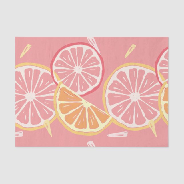 Papel De Seda Modelo tropical del pomelo rosado y del limón de (Anverso)