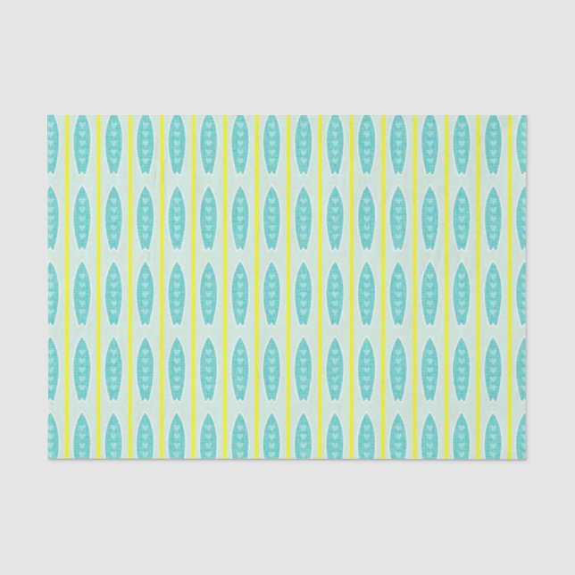 Papel De Seda Modelo verde azulado de las tablas hawaianas (Anverso)