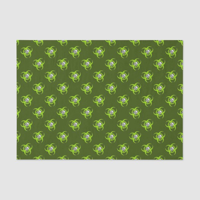 Papel De Seda Modelo verde del cráneo del Biohazard (Anverso)